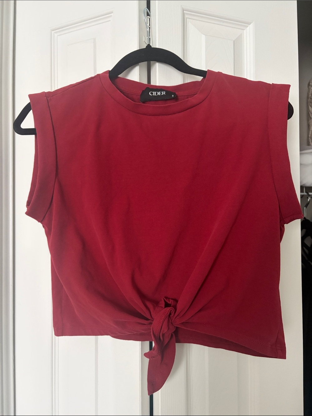 Cider Crimson Tie-Front Sleeveless Crop Top